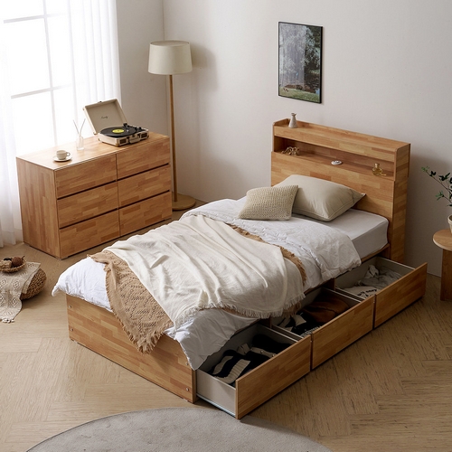 마르체 리움 통서랍 수납 침대 S