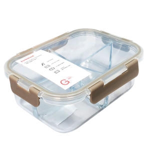 락앤락 2칸 칸칸이 내열유리 밀폐용기-1개 600ml LLG-456 나눔찬통 반찬통 도시락 칸막이찬통