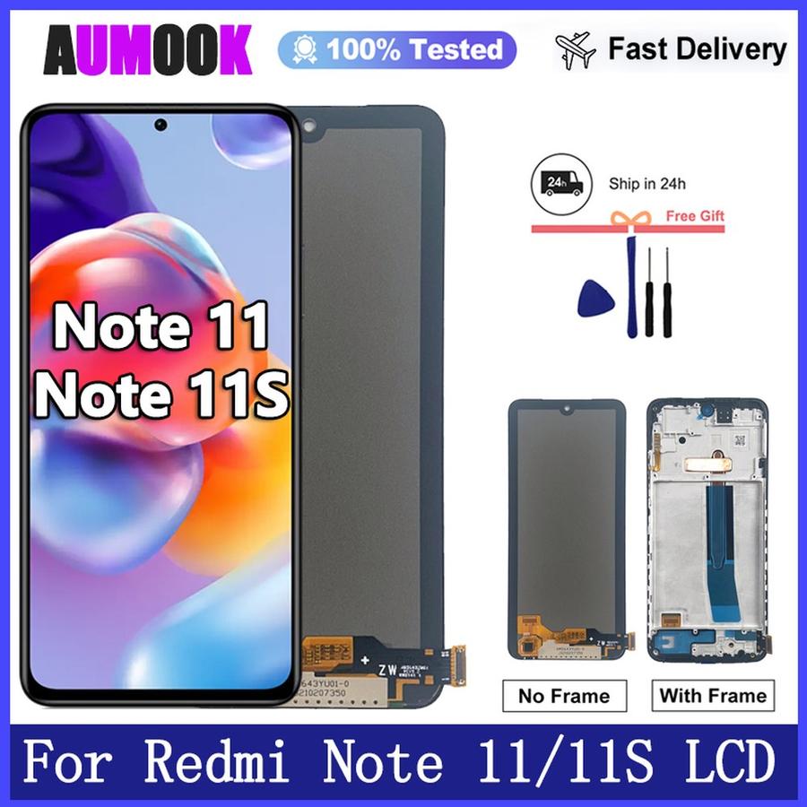 샤오미 Redmi Note 11 11S 터치 스크린 디지타이저 어셈블리 용 새 AMOLED 디스플레이 Redmi Note 11S ..