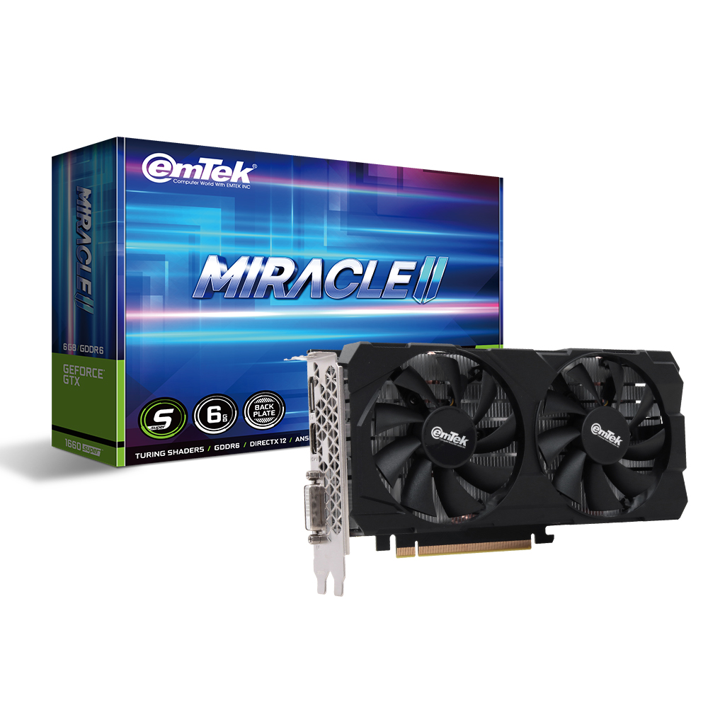 이엠텍 지포스 GTX 1660 SUPER MIRACLE II D6 6GB이미지입니다. 누르면 해당 게시물로 새창이동합니다.