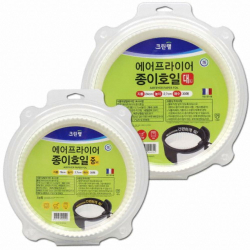 크린랲  에어프라이어 종이호일 (중) 30매+(대) 30매