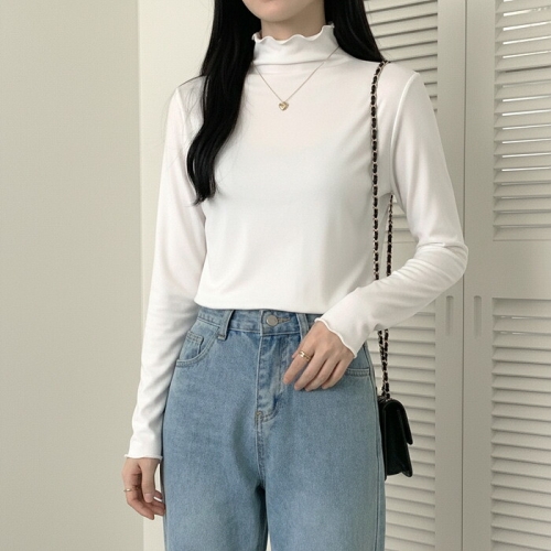 올리비에스클로젯 데일리 물결넥 슬림핏 긴팔 티셔츠_O2601TS008A