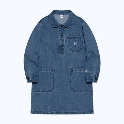 LEE 데님 카라 레귤러핏 원피스 인디고라이트 LK2403OP72IL