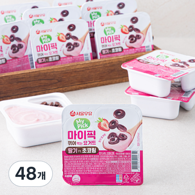 서울우유 마이픽 꺾어먹는 요거트 딸기 초코링 120g (48개)_이미지
