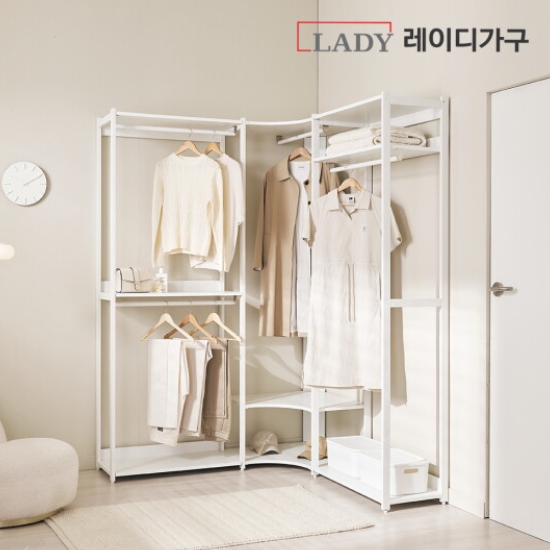레이디가구 에어랙 철제 드레스룸 코너 행거형 A 2200_이미지
