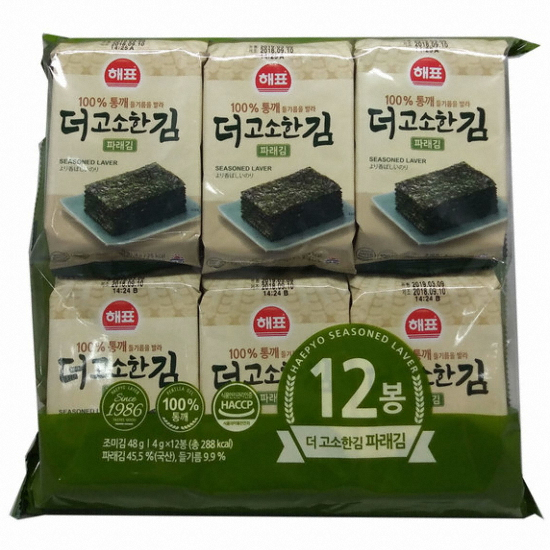 사조대림 해표 더 고소한 파래 도시락김 4g (12개)
