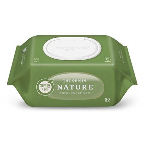깨끗한나라 베이비 케어 디 오리진 네이처 물티슈 캡형 80매 (10팩)_이미지