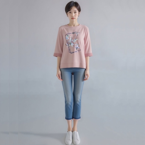 24년 봄 여름 중년 여성 액자 자수 라운드 풀오버RNM8PO490F-CC