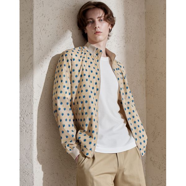 LF 닥스 남성 베이지 Beach Parasol 프린트 경량 바람막이 점퍼 DMJU4BT61I2