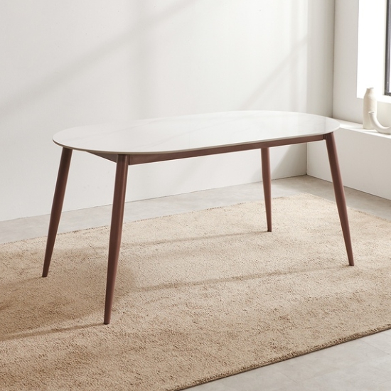 라로퍼니처 루카 유광 타원 포세린 통세라믹 식탁 1500 (의자2개)_이미지