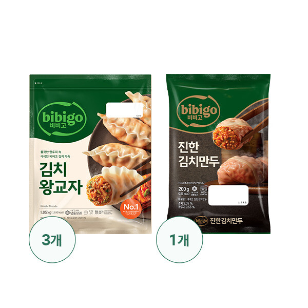 왕교자 1.05kg x 3개 + 수제 진한 김치만두 200g x 1