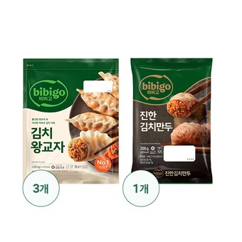 CJ제일제당 비비고 왕교자 1.05kg x 3개 + 수제 진한 김치<b>만두</b> 200g x 1