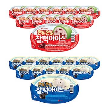 롯데 찰떡 아이스 통팥 12개+ 쿠키앤크림 12개
