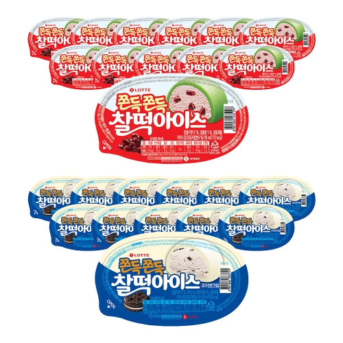롯데 찰떡 아이스 통팥 12개+ 쿠키앤크림 12개_이미지