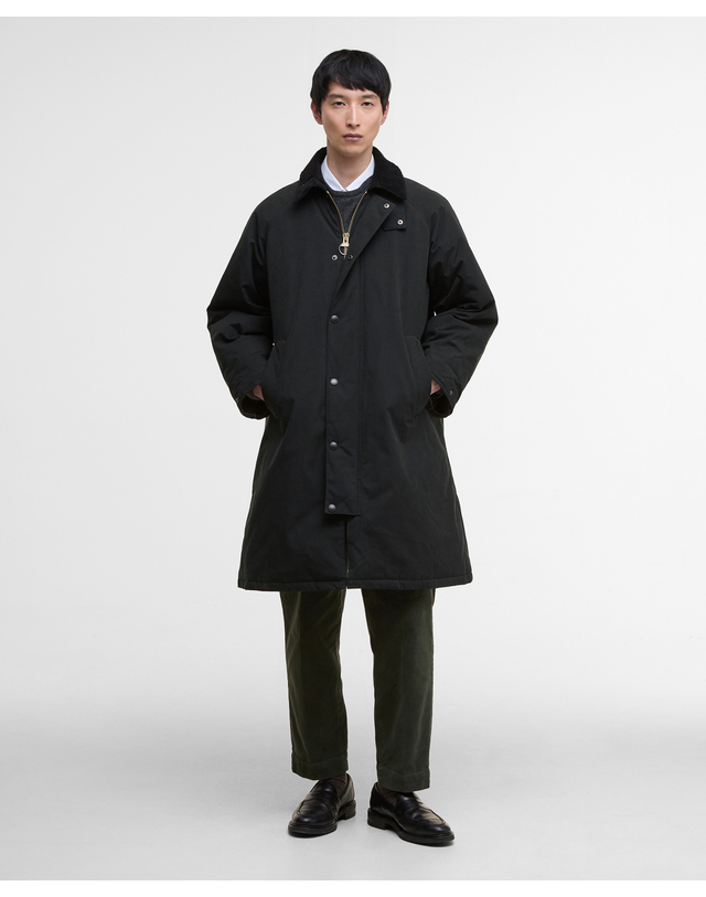 바버 남여공용 블랙 패디드 Exmoor 코트 URJU6F014BK URJU6F014BK