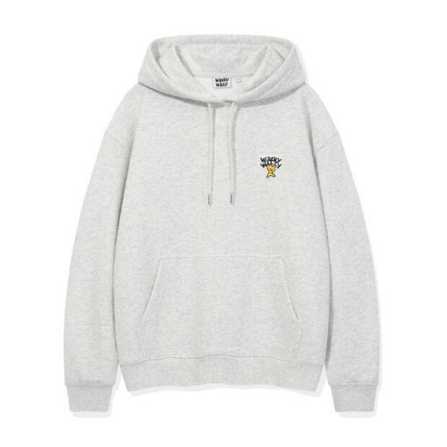 와키윌리 M 후드티 CQK MG2403HD01LG 베이직 로고 와펜 후드 라이트 그레이_이미지