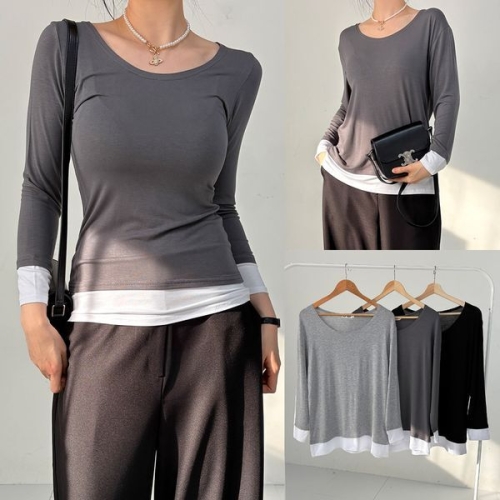 위쉬몰 RA 실키이중레이어티셔츠 X168H602 빅사이즈_이미지