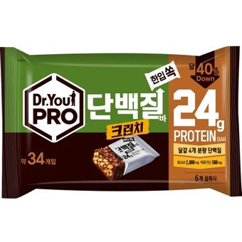 오리온 닥터유 프로<b>단백질</b><b>바</b> 크런치 한입쏙 420g