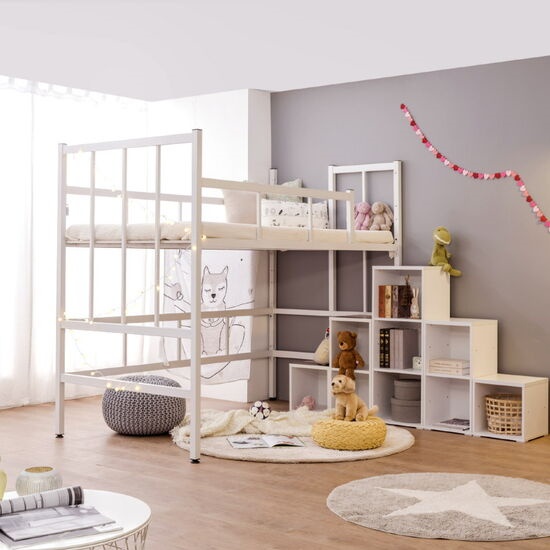 플라망 업다운 높이조절 수납계단 철제 벙커침대 SS (매트별도)_이미지