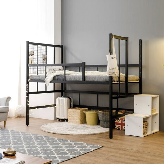 플라망 업다운 높이조절 수납계단 철제 벙커침대 SS (매트별도)_이미지