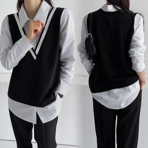 위쉬몰 BS 줄셔츠배색요꼬베스트 C576H501 빅사이즈이미지입니다. 누르면 해당 게시물로 새창이동합니다.