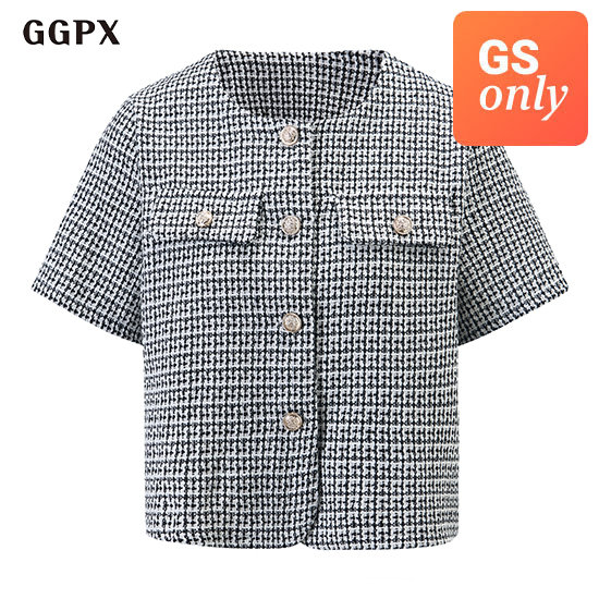 GGPX 여성 페이크 포켓 트위드 하객 반팔 자켓 GQBJK010D