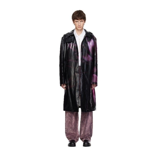 드리스반노튼  블랙 루즈 핏 맥 레인 코트 252358M176005