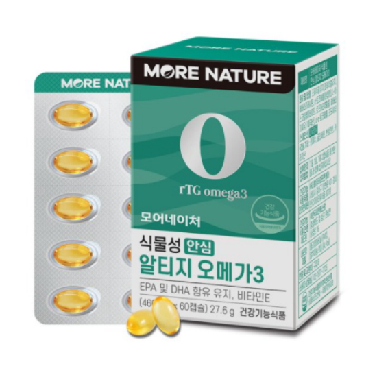 더블유라이프앤케어 모어네이처 식물성 안심 알티지 오메가3 듀얼 60캡슐 (1개)