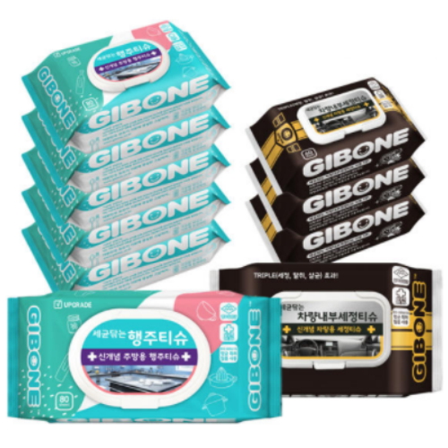 세균닦는 행주티슈 캡형 6팩 + 차량내부세정티슈 캡형 4팩