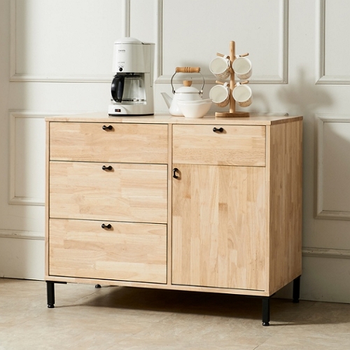 아이앤 루니애 고무나무 원목 주방 수납장 1000