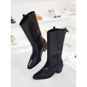 소가죽 미니멀 웨스턴 미들부츠 5.5cm M23W01L