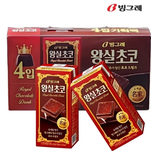 빙그레 왕실초코우유 190ml (4개)