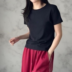 비스코스 다잇템다잇템 여성 U넥 편한 미니멀리즘 반소매 티셔츠_22337104_58