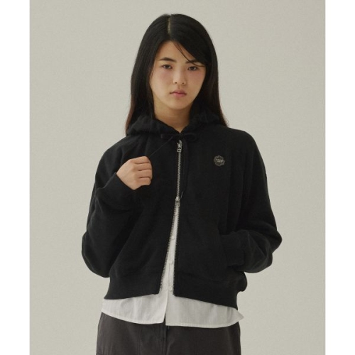 커버낫 COVERNAT WOMAN 우먼 오버핏 클로버하트 레글런 후디 집업 Black CO2403HZ73BK 284576_이미지
