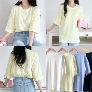 강물처럼 위쉬몰 SS 골지라운드넥반팔티 K105H305 빅사이즈 10180531