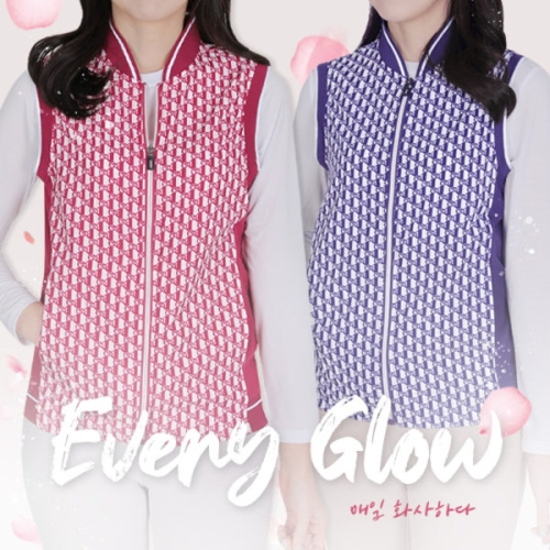 이지바이 KT알파 쇼핑 온라인 다이아신 여성 데일리 신축성 디테일 라인 집업 패턴 부분 메쉬 지퍼 파크 골프 조끼 W5SV08 일상.._이미지