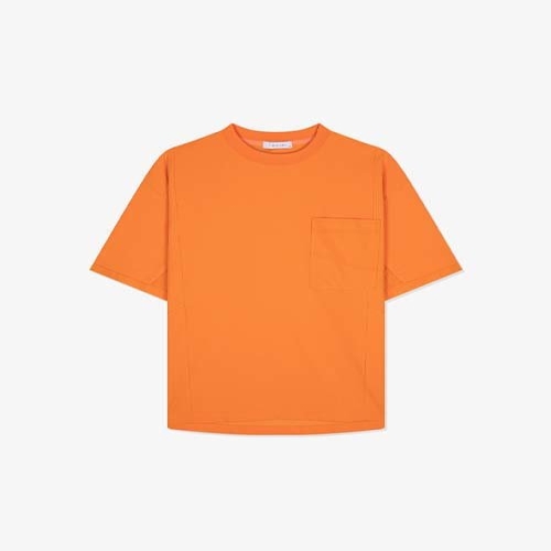 리버클래시 LKS41329오렌지 오버핏 믹스 반팔 티셔츠_이미지