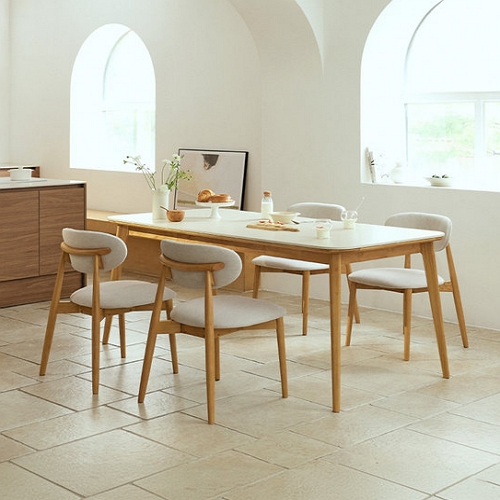 노에뜨 스퀘어 포세린 세라믹 원목 식탁 1600