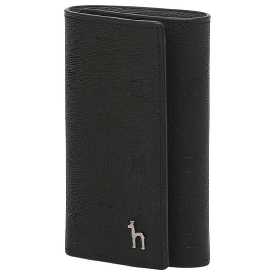  헤지스 남녀공용 로고패턴 소가죽 키홀더_HJWA1F566BK