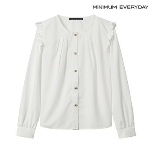 미니멈 에브리데이 여성 프릴 핀턱 버튼 블라우스 EB1BA006D_이미지