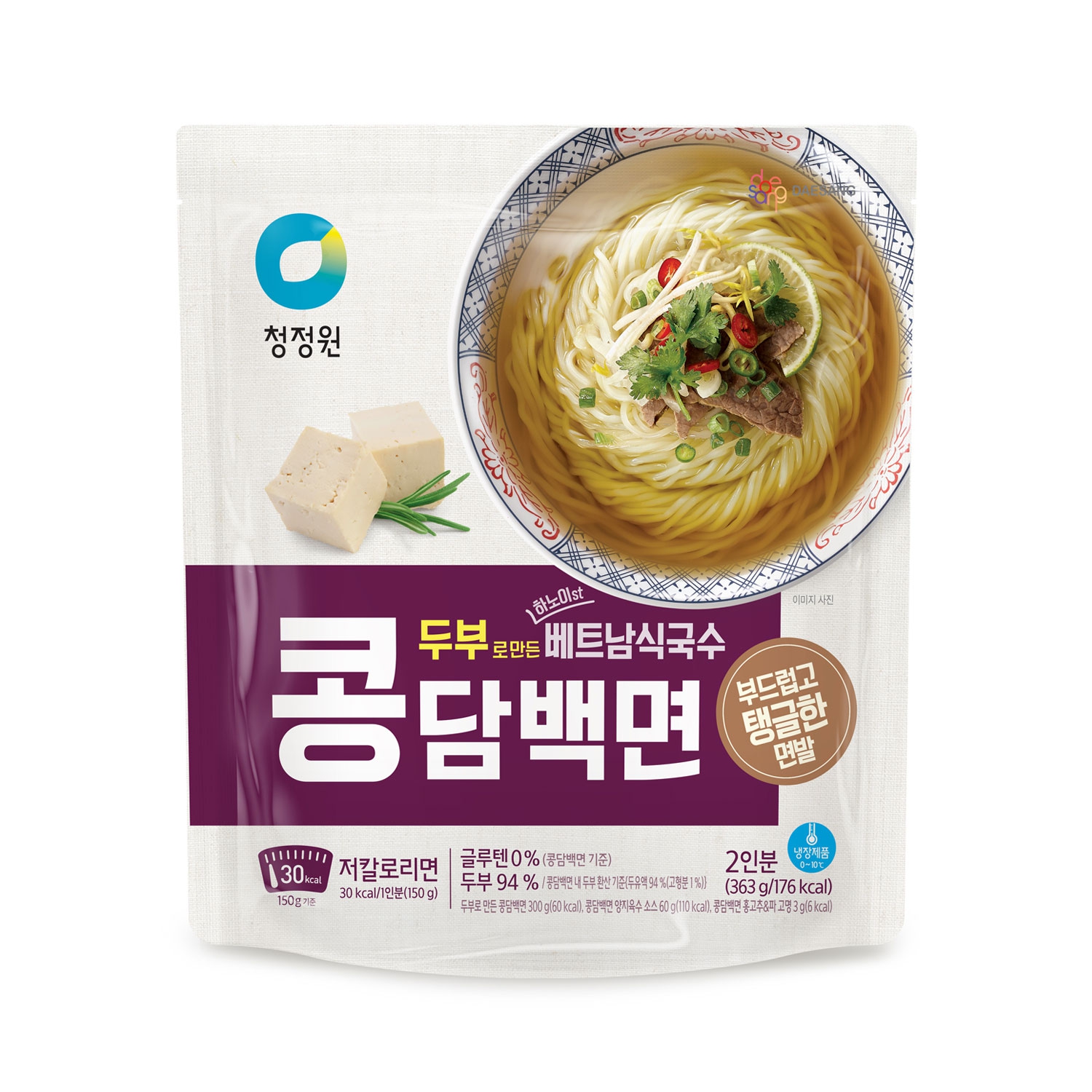 대상 청정원 두부로 만든 콩담백면 베트남식국수 2인분 363g (1개)_이미지