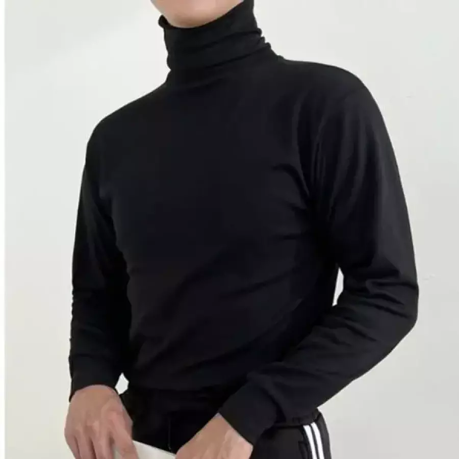 목폴라티 남자 면목티 기본 터틀넥 티셔츠 4색 WFHS25Z