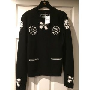 ���� 09A PARIS MOSCOW NEW Blue SWEATER Mirror STAR CC buttons FR36-FR38 3..