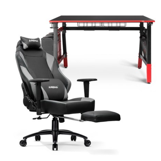 아레나 멀티 게이밍 책상+발받침 의자 세트