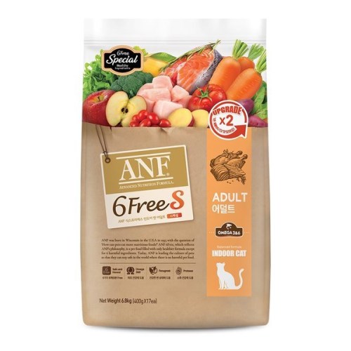 우리와 ANF 캣 식스프리 에스 인도어 어덜트 6.8kg (1개)