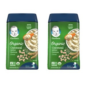 네슬레 거버 2단계 오가닉 오트밀 밀레 퀴노아 시리얼 227g (해외구매) (2개)