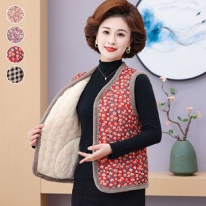 할머니선물 중년여성 꽃무늬조끼 안감융털 보온조끼 WFGO74N_260227 582943_WFGO74N_260227