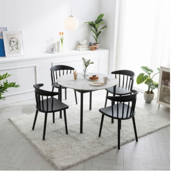 리바트 로티르 마블 원형 식탁 1000 (PP의자4개)_이미지