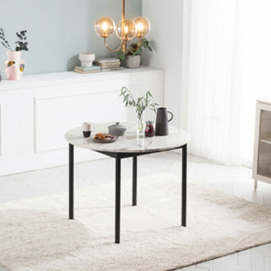 리바트 로티르 마블 원형 식탁 1000 (PP의자4개)_이미지