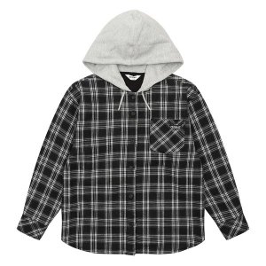 에꼴리에 유니 후드 체크 셔츠 24D5301BK_OD_이미지